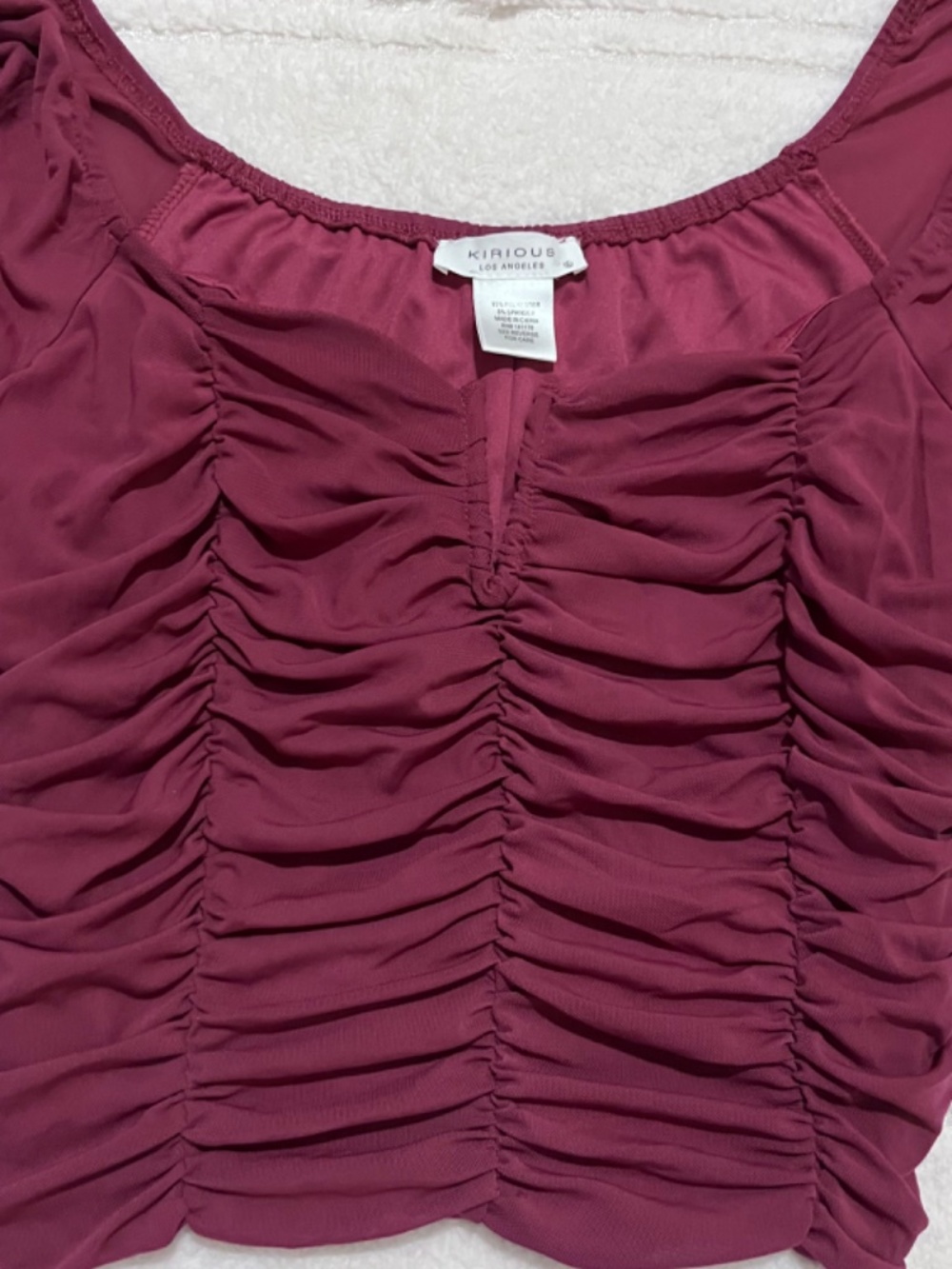 Kurious Los Angeles Magenta Purple Ruched Long-Sleeve  Crop Top/Size XL - Picture 3 of 5